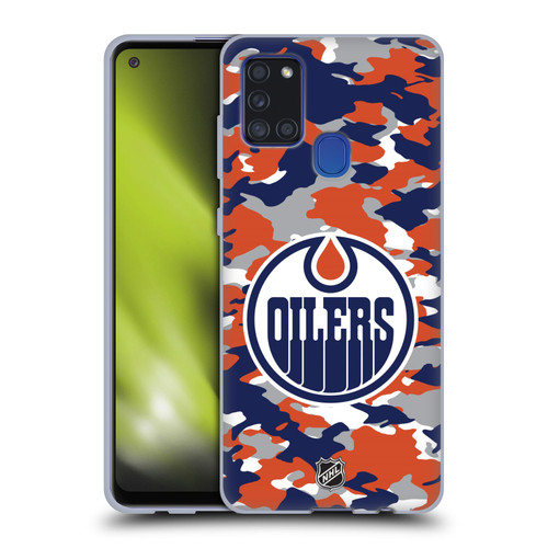 NHL Edmonton Oilers Camouflage Soft Gel Case for Samsung Galaxy A21s (2020)