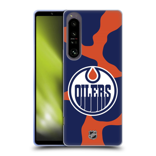 NHL Edmonton Oilers Cow Pattern Soft Gel Case for Sony Xperia 1 IV