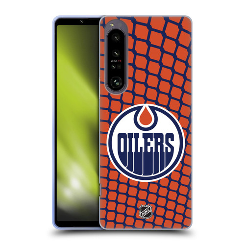 NHL Edmonton Oilers Net Pattern Soft Gel Case for Sony Xperia 1 IV