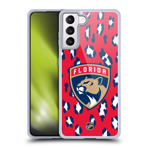 NHL Florida Panthers Leopard Pattern Soft Gel Case for Samsung Galaxy S21+ 5G