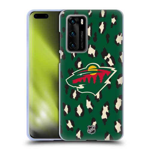 NHL Minnesota Wild Leopard Pattern Soft Gel Case for Huawei P40 5G