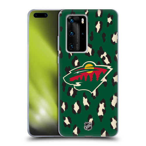 NHL Minnesota Wild Leopard Pattern Soft Gel Case for Huawei P40 Pro / P40 Pro Plus 5G