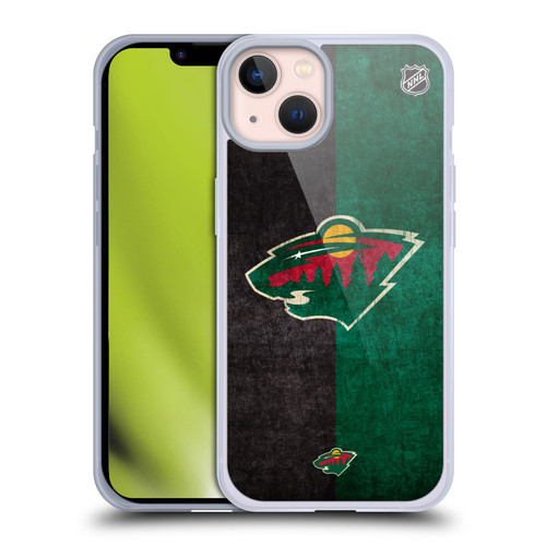 NHL Minnesota Wild Half Distressed Soft Gel Case for Apple iPhone 13