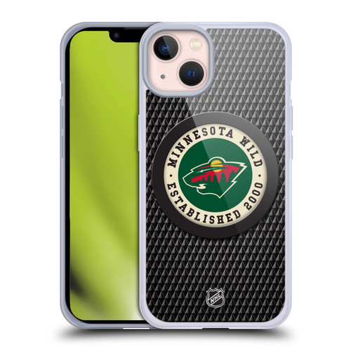 NHL Minnesota Wild Puck Texture Soft Gel Case for Apple iPhone 13