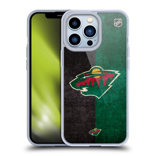 NHL Minnesota Wild Half Distressed Soft Gel Case for Apple iPhone 13 Pro