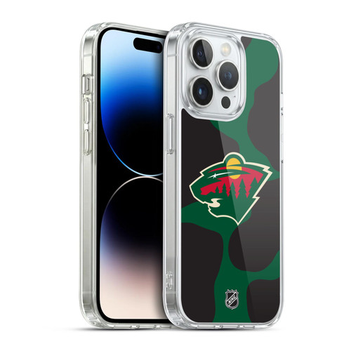 NHL Minnesota Wild Cow Pattern Soft Gel Case for Apple iPhone 14 Pro