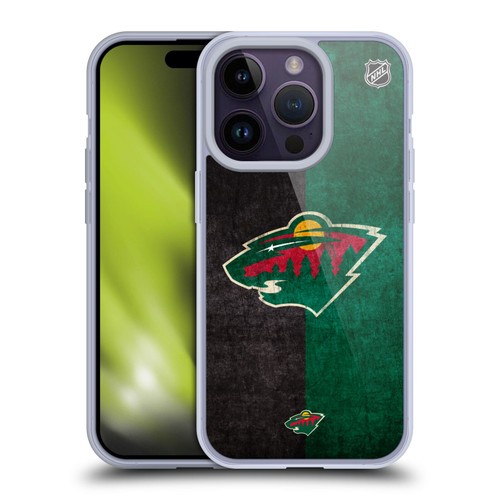 NHL Minnesota Wild Half Distressed Soft Gel Case for Apple iPhone 14 Pro
