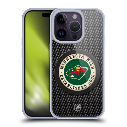 NHL Minnesota Wild Puck Texture Soft Gel Case for Apple iPhone 14 Pro