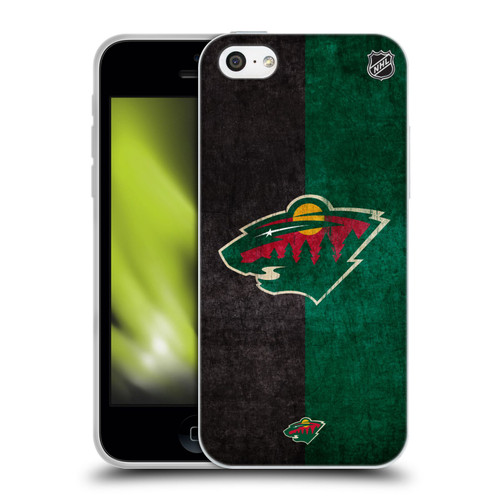 NHL Minnesota Wild Half Distressed Soft Gel Case for Apple iPhone 5c