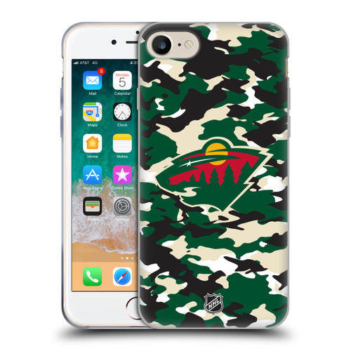 NHL Minnesota Wild Camouflage Soft Gel Case for Apple iPhone 7 / 8 / SE 2020 & 2022