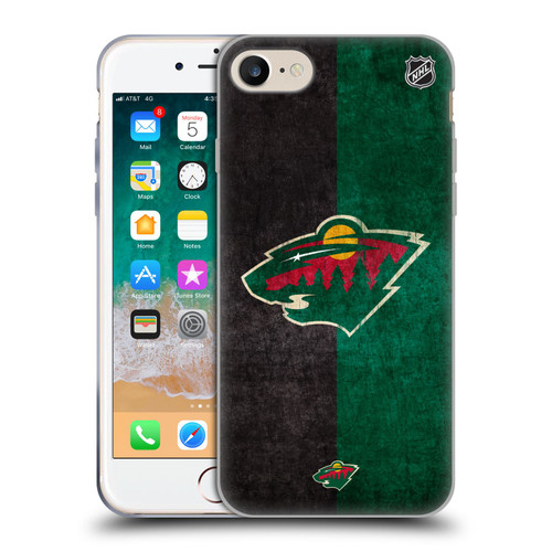 NHL Minnesota Wild Half Distressed Soft Gel Case for Apple iPhone 7 / 8 / SE 2020 & 2022