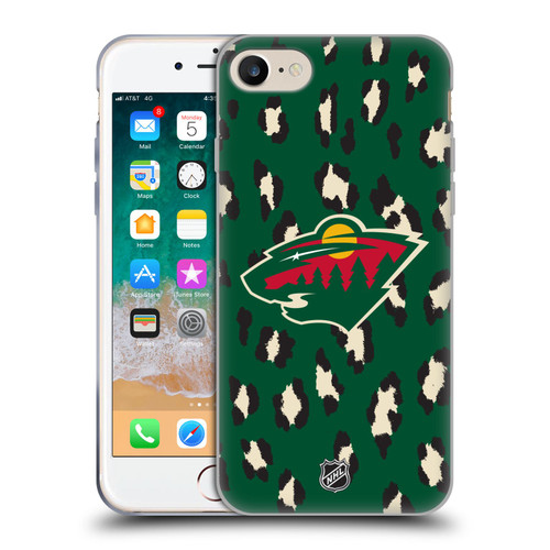 NHL Minnesota Wild Leopard Patten Soft Gel Case for Apple iPhone 7 / 8 / SE 2020 & 2022