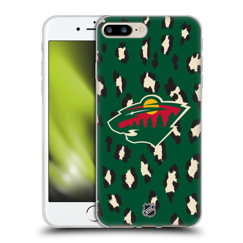 NHL Minnesota Wild Leopard Pattern Soft Gel Case for Apple iPhone 7 Plus / iPhone 8 Plus