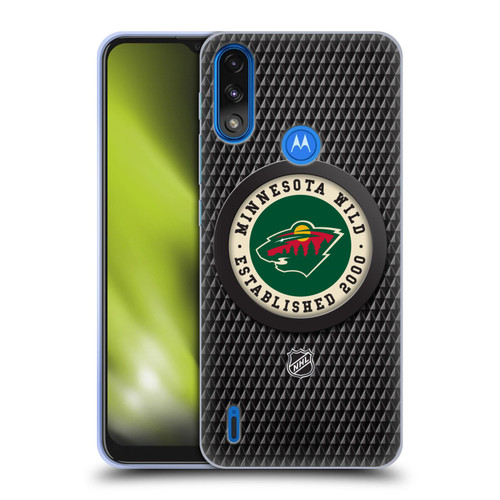 NHL Minnesota Wild Puck Texture Soft Gel Case for Motorola Moto E7 Power / Moto E7i Power