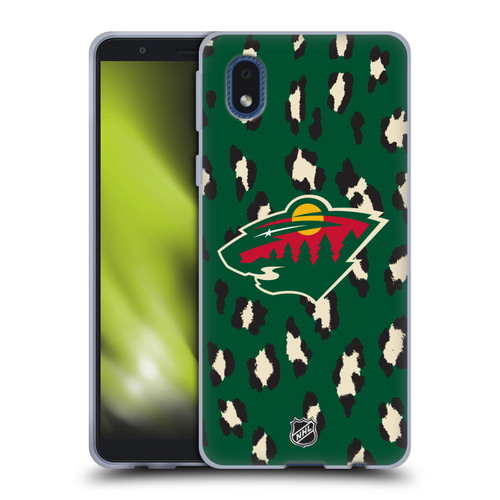 NHL Minnesota Wild Leopard Pattern Soft Gel Case for Samsung Galaxy A01 Core (2020)
