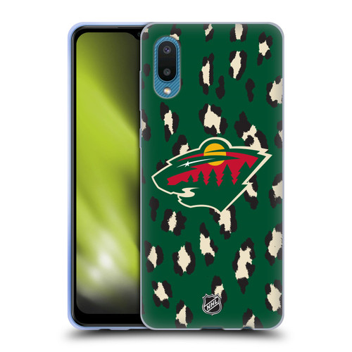 NHL Minnesota Wild Leopard Pattern Soft Gel Case for Samsung Galaxy A02/M02 (2021)