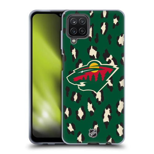 NHL Minnesota Wild Leopard Pattern Soft Gel Case for Samsung Galaxy A12 (2020)