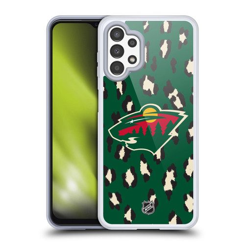 NHL Minnesota Wild Leopard Pattern Soft Gel Case for Samsung Galaxy A13 (2022)