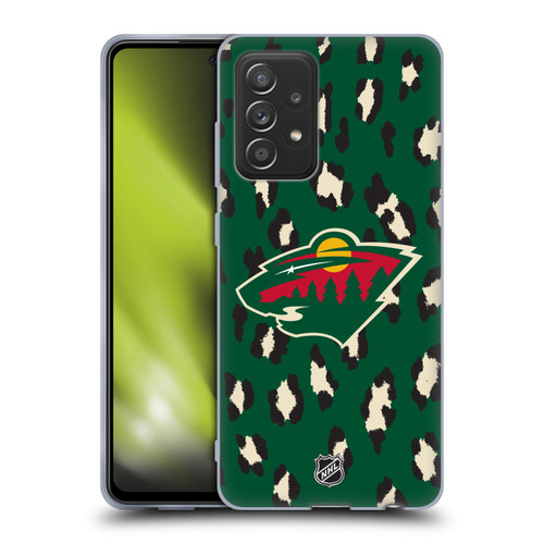 NHL Minnesota Wild Leopard Patten Soft Gel Case for Samsung Galaxy A52 / A52s / 5G (2021)