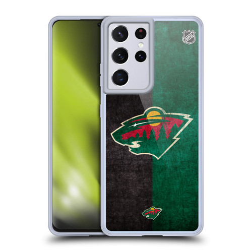 NHL Minnesota Wild Half Distressed Soft Gel Case for Samsung Galaxy S21 Ultra 5G