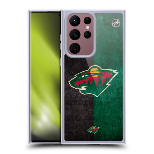 NHL Minnesota Wild Half Distressed Soft Gel Case for Samsung Galaxy S22 Ultra 5G