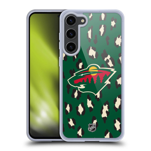 NHL Minnesota Wild Leopard Pattern Soft Gel Case for Samsung Galaxy S23+ 5G