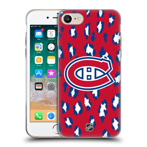 NHL Montreal Canadiens Leopard Pattern Soft Gel Case for Apple iPhone 7 / 8 / SE 2020 & 2022