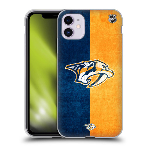 NHL Nashville Predators Half Distressed Soft Gel Case for Apple iPhone 11