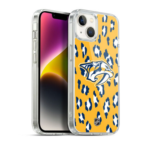 NHL Nashville Predators Leopard Pattern Soft Gel Case for Apple iPhone 14 Plus & MagSafe