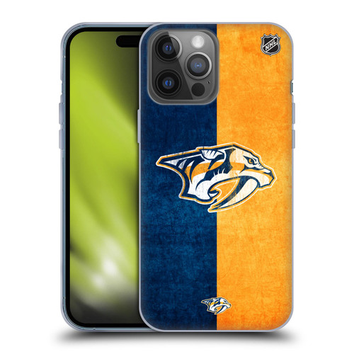 NHL Nashville Predators Half Distressed Soft Gel Case for Apple iPhone 14 Pro Max