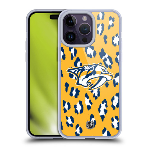 NHL Nashville Predators Leopard Pattern Soft Gel Case for Apple iPhone 14 Pro Max
