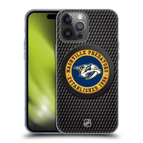 NHL Nashville Predators Puck Texture Soft Gel Case for Apple iPhone 14 Pro Max