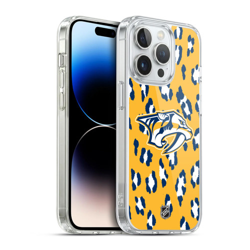 NHL Nashville Predators Leopard Pattern Soft Gel Case for Apple iPhone 14 Pro & MagSafe