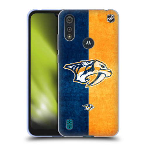 NHL Nashville Predators Half Distressed Soft Gel Case for Motorola Moto E6s (2020)