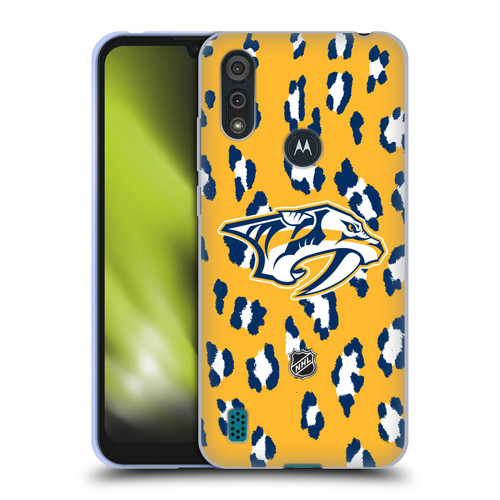 NHL Nashville Predators Leopard Patten Soft Gel Case for Motorola Moto E6s (2020)