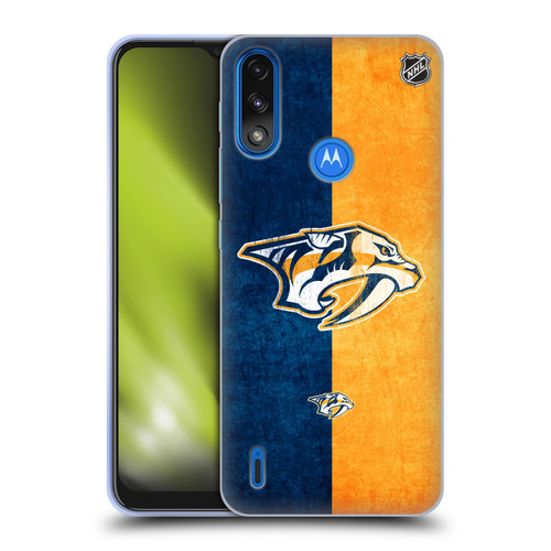 NHL Nashville Predators Half Distressed Soft Gel Case for Motorola Moto E7 Power / Moto E7i Power