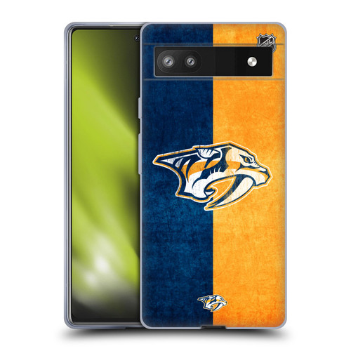 NHL Nashville Predators Half Distressed Soft Gel Case for Google Pixel 6a