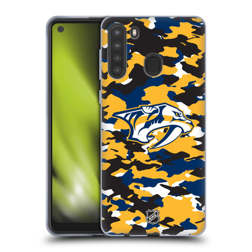 NHL Nashville Predators Camouflage Soft Gel Case for Samsung Galaxy A21 (2020)