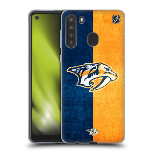 NHL Nashville Predators Half Distressed Soft Gel Case for Samsung Galaxy A21 (2020)