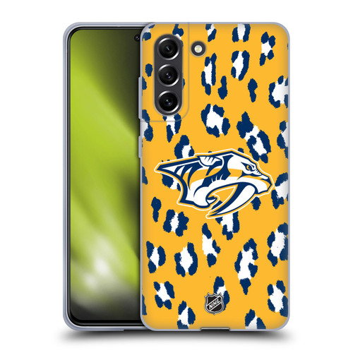 NHL Nashville Predators Leopard Pattern Soft Gel Case for Samsung Galaxy S21 FE 5G