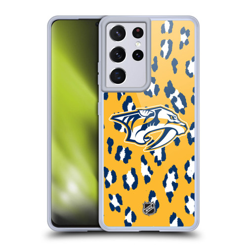 NHL Nashville Predators Leopard Pattern Soft Gel Case for Samsung Galaxy S21 Ultra 5G