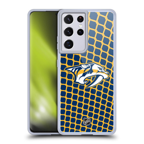 NHL Nashville Predators Net Pattern Soft Gel Case for Samsung Galaxy S21 Ultra 5G