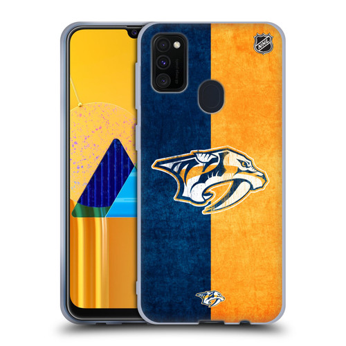 NHL Nashville Predators Half Distressed Soft Gel Case for Samsung Galaxy M30s (2019)/M21 (2020)