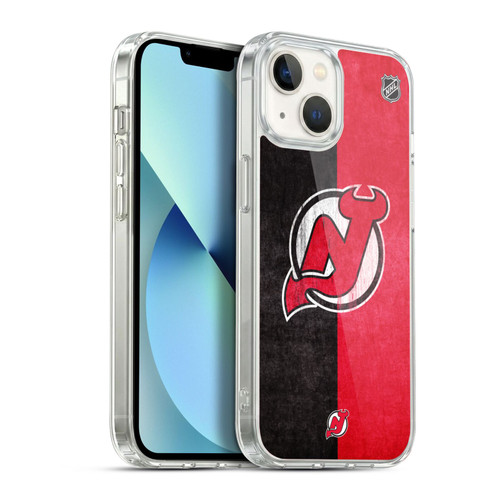 NHL New Jersey Devils Half Distressed Soft Gel Case for Apple iPhone 13
