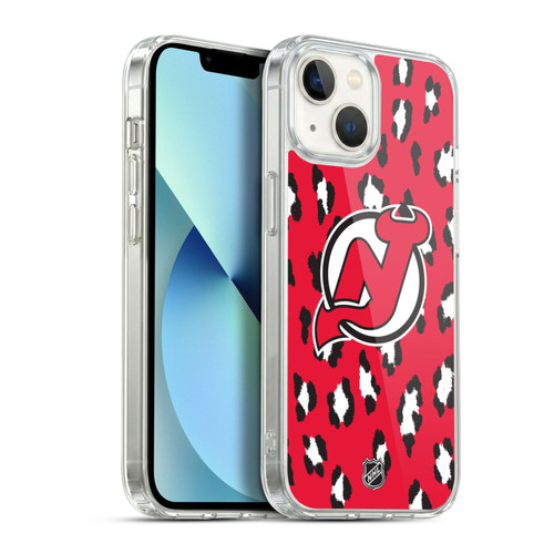 NHL New Jersey Devils Leopard Pattern Soft Gel Case for Apple iPhone 13
