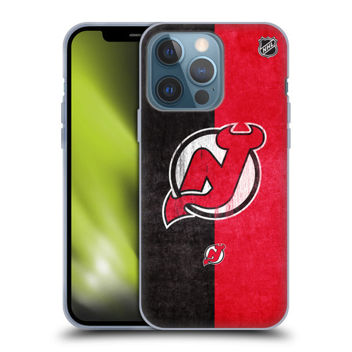 NHL New Jersey Devils Half Distressed Soft Gel Case for Apple iPhone 13 Pro