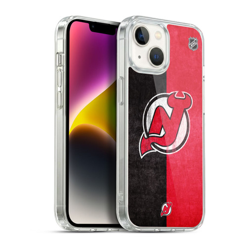 NHL New Jersey Devils Half Distressed Soft Gel Case for Apple iPhone 14