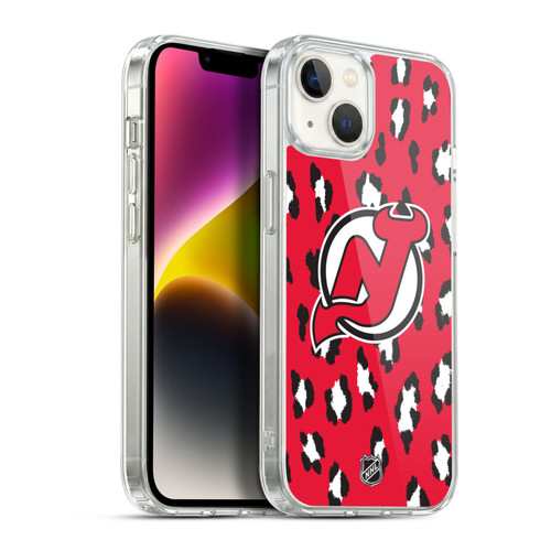 NHL New Jersey Devils Leopard Pattern Soft Gel Case for Apple iPhone 14 Plus