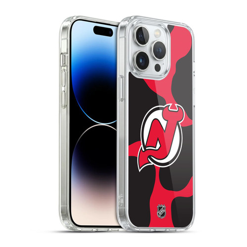 NHL New Jersey Devils Cow Pattern Soft Gel Case for Apple iPhone 14 Pro Max