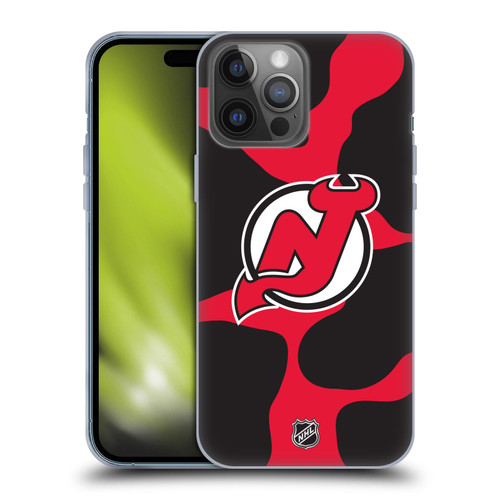 NHL New Jersey Devils Cow Pattern Soft Gel Case for Apple iPhone 14 Pro Max